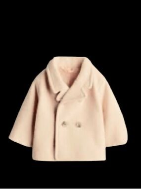 H&M Girls Soft Light Baby Pink Double Breasted Trench Pea Coat Sz 2T